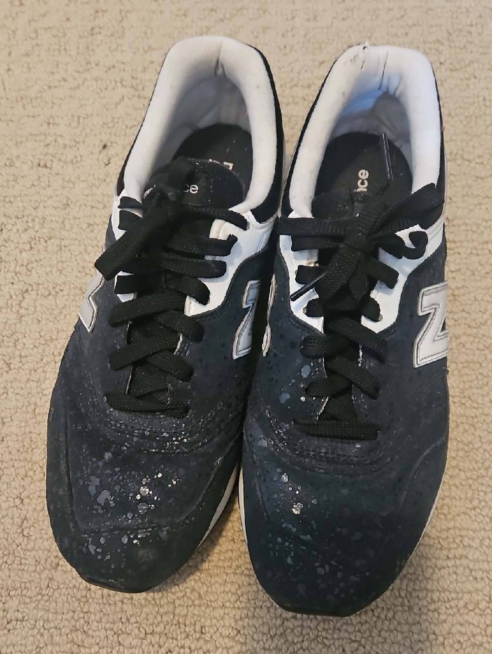 New Balance 997H Black and White Casual Sparkle Speckled Lace-Up Sneakers